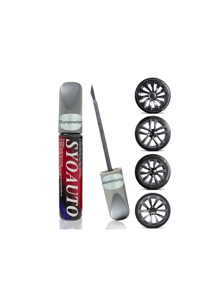 SYOAUTO Gunpowder Rim Touch Up Paint For Tesla Model Y 3 S X UberturbineArachnidCybersteamTurbine Wheel Touch Up Paint Rim Scratch Repair Wheel Curb Rash Paint PenGunpowder - Image 1