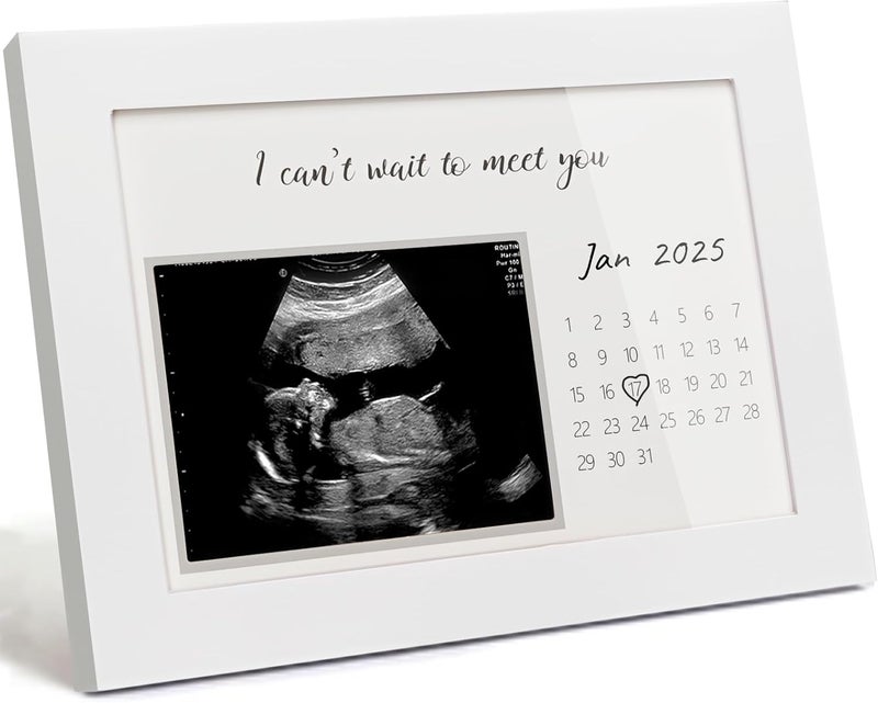 HAMUIERS Pregnancy Announcement  Ultrasound Sonogram Picture Frame for Expecting Moms  Baby Reveal Keepsake  Ideal Baby Shower  Standard 4x3 Frame for New Parents I Cant Wait to Meet You White - Image 1