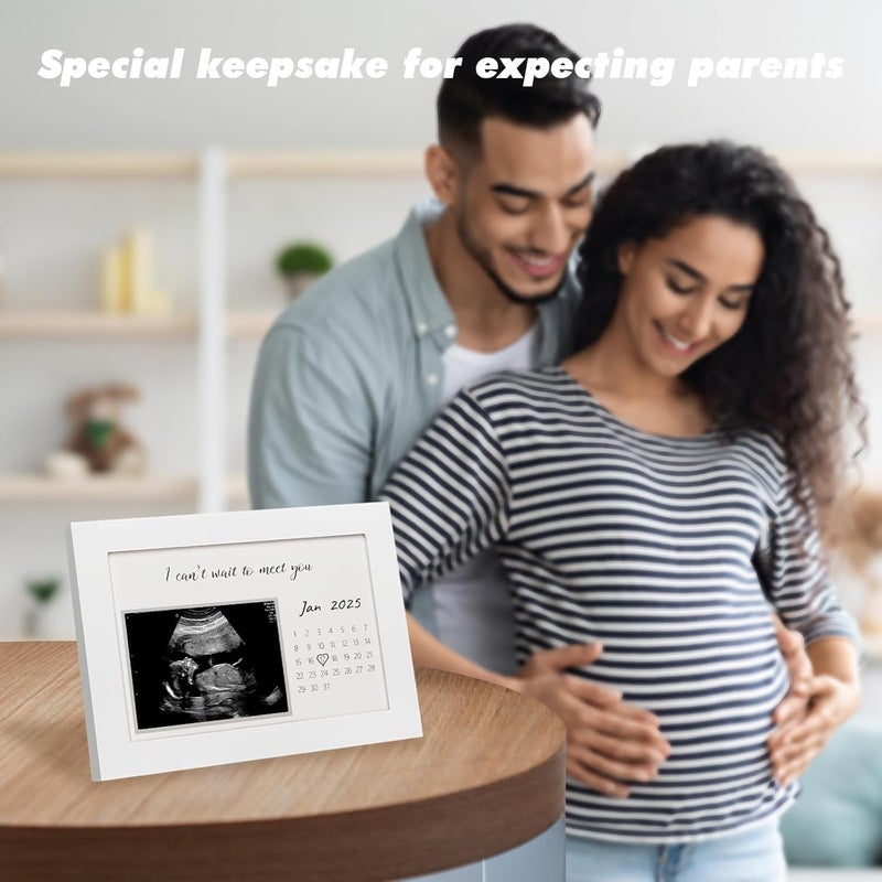 HAMUIERS Pregnancy Announcement  Ultrasound Sonogram Picture Frame for Expecting Moms  Baby Reveal Keepsake  Ideal Baby Shower  Standard 4x3 Frame for New Parents I Cant Wait to Meet You White - Image 5