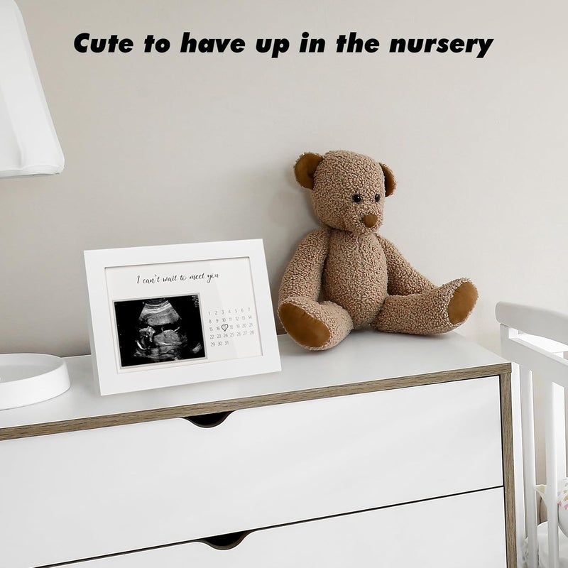 HAMUIERS Pregnancy Announcement  Ultrasound Sonogram Picture Frame for Expecting Moms  Baby Reveal Keepsake  Ideal Baby Shower  Standard 4x3 Frame for New Parents I Cant Wait to Meet You White - Image 4