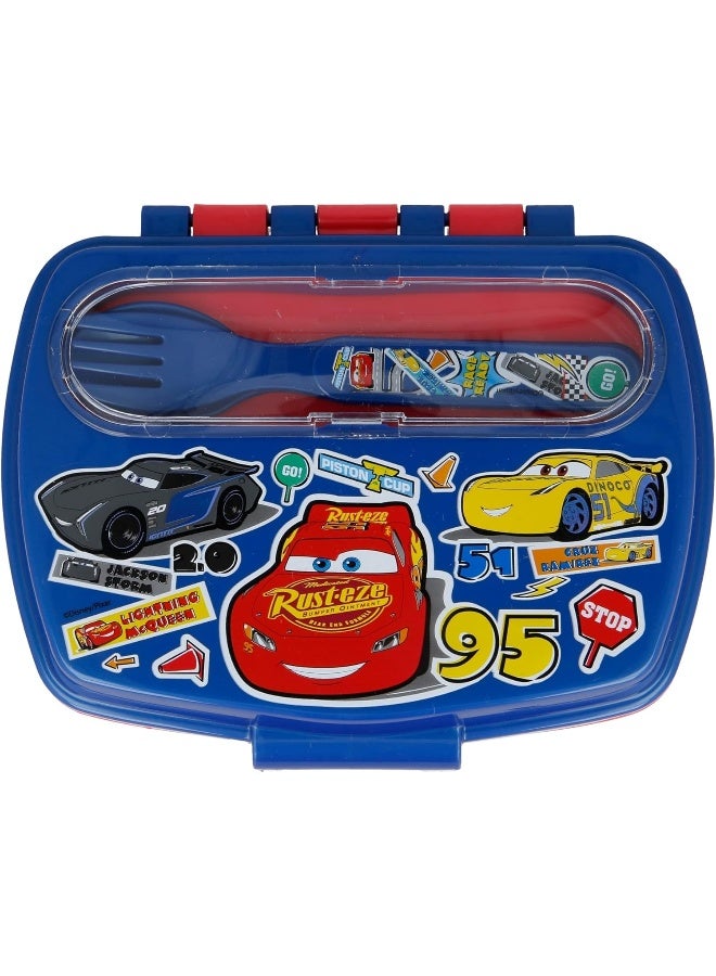 Disney Funny Sandwich Box with Cutlery Cars Stickers BPA Free Portable Lunch Container for Kids Customizable Design Perfect for Disney Cars Fans - Image 3