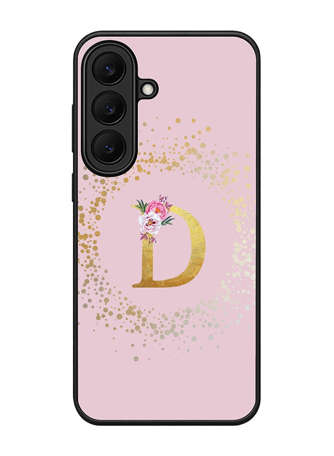 Stylizedd Rugged Case for Samsung Galaxy S26 FE- Slim Fit Hybrid Rubber Cover Floral Monogram - D (Pink)