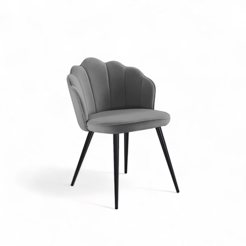Bhumika Overseas BHUMIKA OVERSEAS Blake Luxurious Home Collection Living Room Dining Chairs in Dark Grey Velvet Upholstery Stylish Design with Black Metal Powder Coated Legs