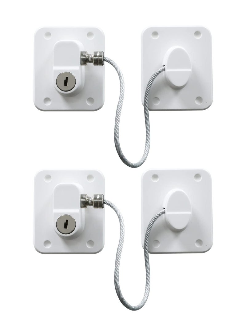 unikbebe 2-Pack Baby Safety Cable Window Lock with Key, No-Drill Window Restrictor for UPVC, Childproof Fridge Cabinet Door Drawer Lock, Adhesive & Drill Mount, 304 Stainless Steel Cable, White - Image 1