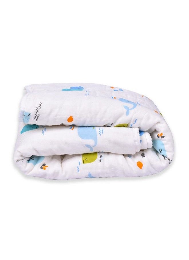 MOM'S HOME Organic Cotton Baby Muslin Ac Quilt;Blanket ; 100X120 Cm ; 0 3 Year (Blue Whale Reversible)  - Image 5