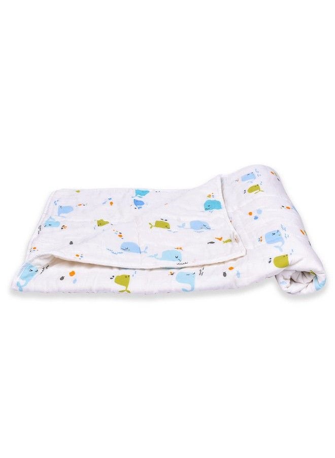 MOM'S HOME Organic Cotton Baby Muslin Ac Quilt;Blanket ; 100X120 Cm ; 0 3 Year (Blue Whale Reversible)  - Image 4