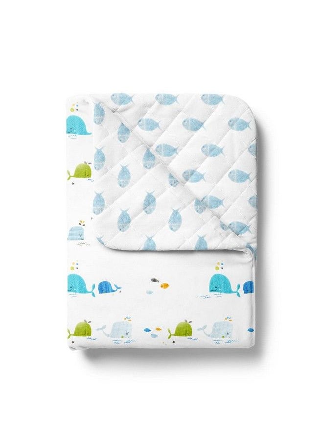 MOM'S HOME Organic Cotton Baby Muslin Ac Quilt;Blanket ; 100X120 Cm ; 0 3 Year (Blue Whale Reversible)  - Image 3