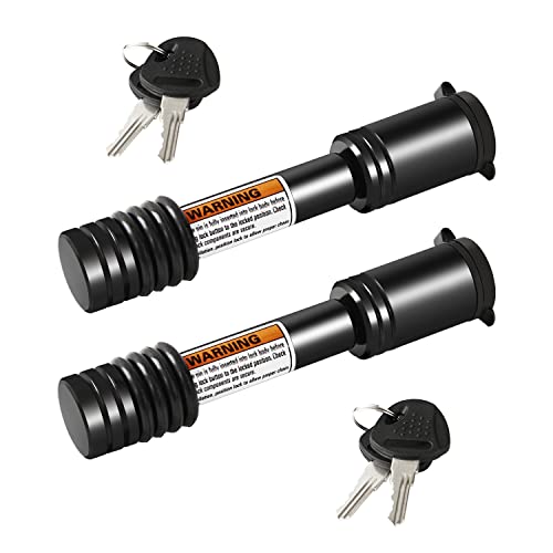 METOWARE Trailer Hitch Lock, 5/8" Dia Barbell-Style Locking Hitch Pin, Towing Hitch Receiver Lock with Anti-Rattle, Fits 2" Receiver Tubes, Class III & IV Hitch Receivers (2 Pack) - Image 1