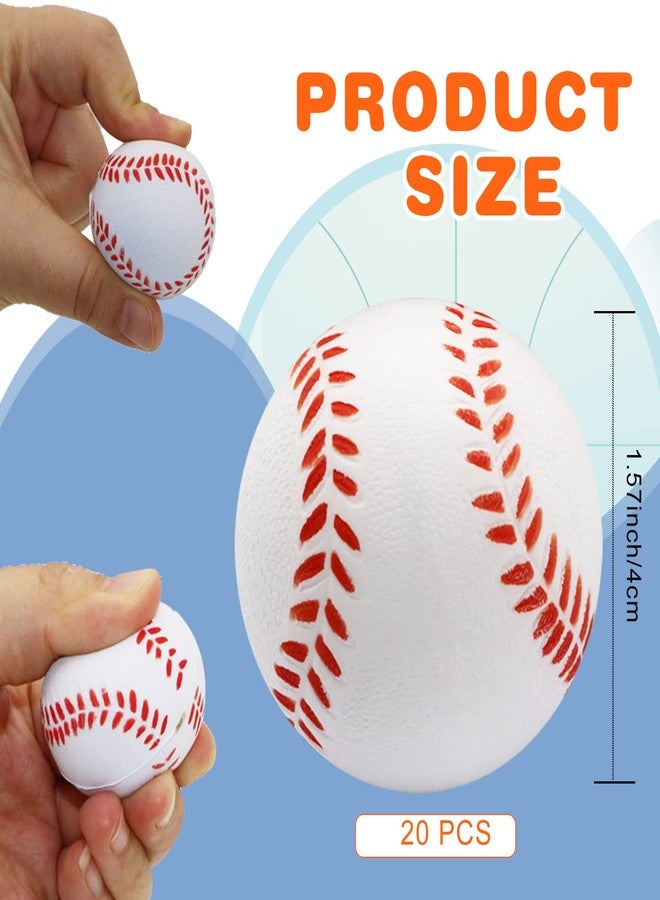 Urspasol 20 PCS Baseball Stress Balls for Kids 1.6 inch Baseball Party Favors Mini Sports Ball Small Foam Baseballs Squeeze Ball Stress Relief for School Carnival Reward - Image 3