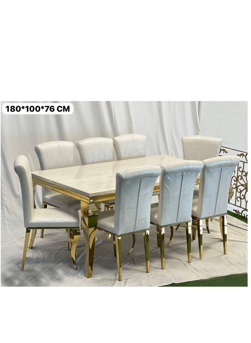 Dinning Table Marble Top With 8 Chair set 180*100*76 CM