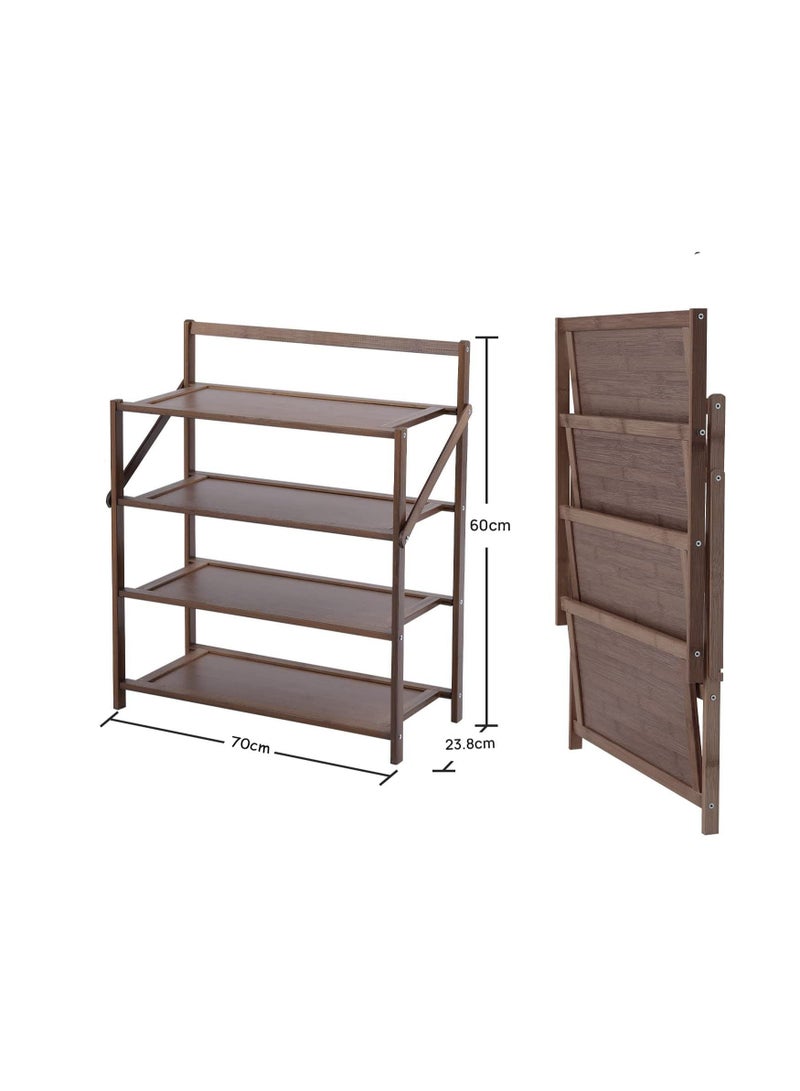 LINGWEI Wooden Foldable Shoe Rack Book shelf Towel Holder Flower Pot Stand Storage Organizer Free Standing Flower Pot Stand Multylayer Office Cabinet(4 Floor) - Image 4