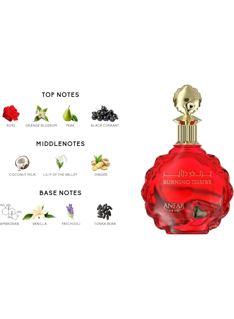 Anfar  Anfar Burning Desire Eau de Parfum 100ml – Long Lasting Women’s Floral Fruity Perfume with Rose, Pear & Black Currant  | Best Price UAE