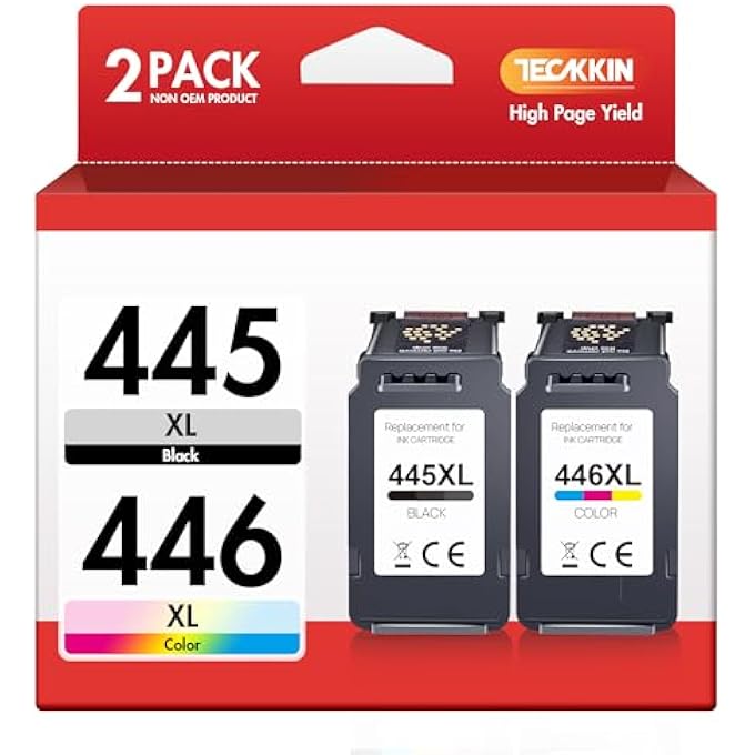 445XL 446XL PG-445 CL-446XL INK CARTRIDGE REPLACEMENT FOR CANON 445 446 XL INK CARTRIDGE COMBO PACK FOR CANON 445 446 WORK WITH CANON LP2840 MG2440 MG2540 MG2940 PRINTER (2 PACK, BLACK AND TRI-COLOR) - Image 1