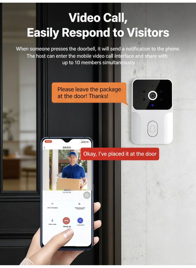 Wi-Fi Video Doorbell Camera with Two Way Audio, AI Motion Detection, Night Vision and Cloud Storage, 2.4G Wi-Fi only - Image 5