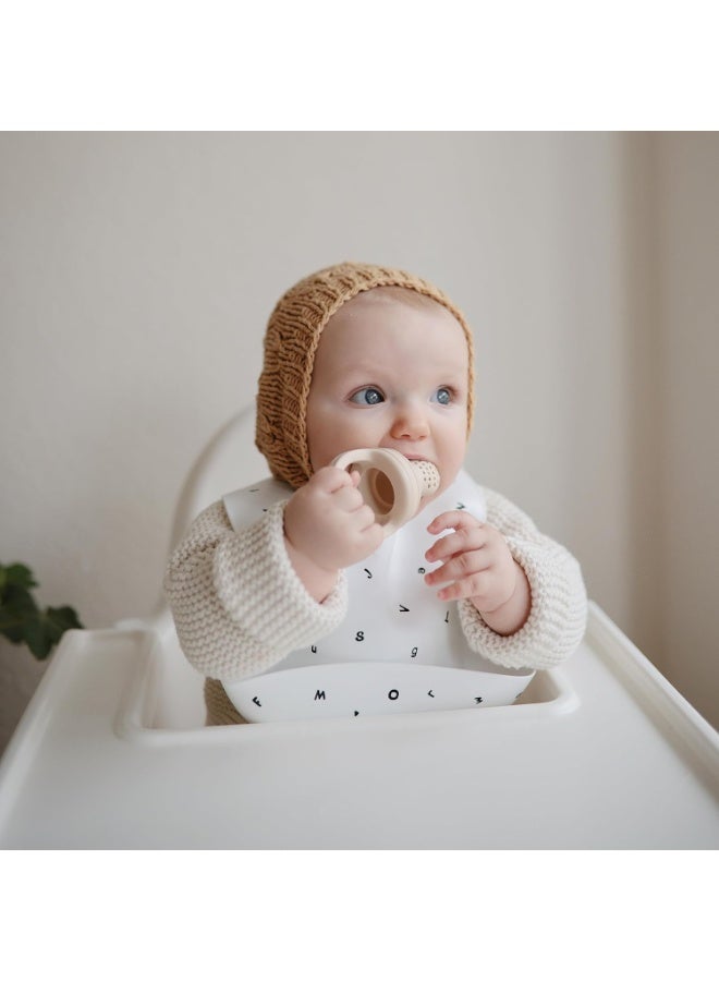 mushie Silicone Baby Bib | Adjustable Fit Waterproof Bibs (Pink Flowers) - Image 2