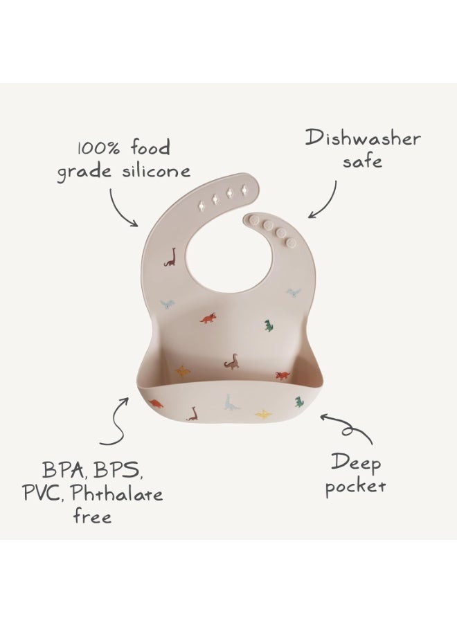 mushie Silicone Baby Bib | Adjustable Fit Waterproof Bibs (Pink Flowers) - Image 4