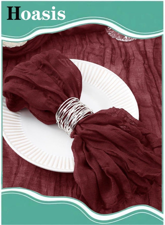 Hoasis 10 Pcs Burgundy Cheesecloth Napkins， Washable Summer Cloth Napkins ，Cotton Gauze Table Napkins Bulk for Weddings， Bridal ，Baby Shower ，Candlelight Dinner Party ，45*45cm （red） - Image 1