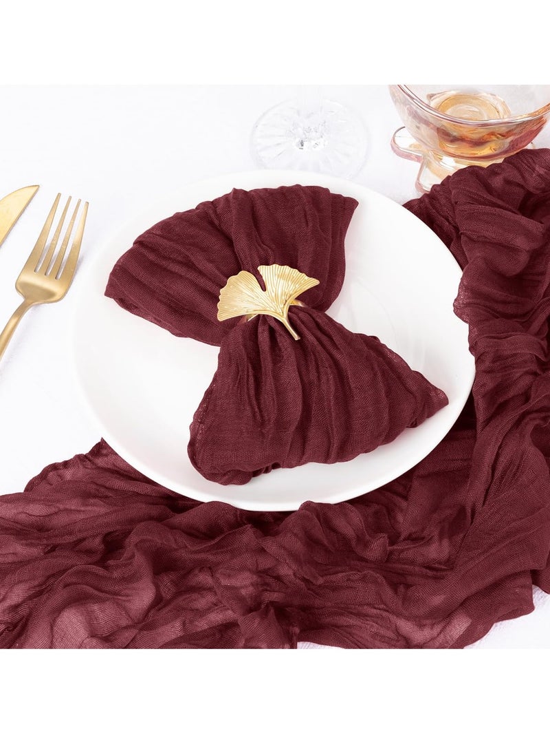 Hoasis 10 Pcs Burgundy Cheesecloth Napkins， Washable Summer Cloth Napkins ，Cotton Gauze Table Napkins Bulk for Weddings， Bridal ，Baby Shower ，Candlelight Dinner Party ，45*45cm （red） - Image 3