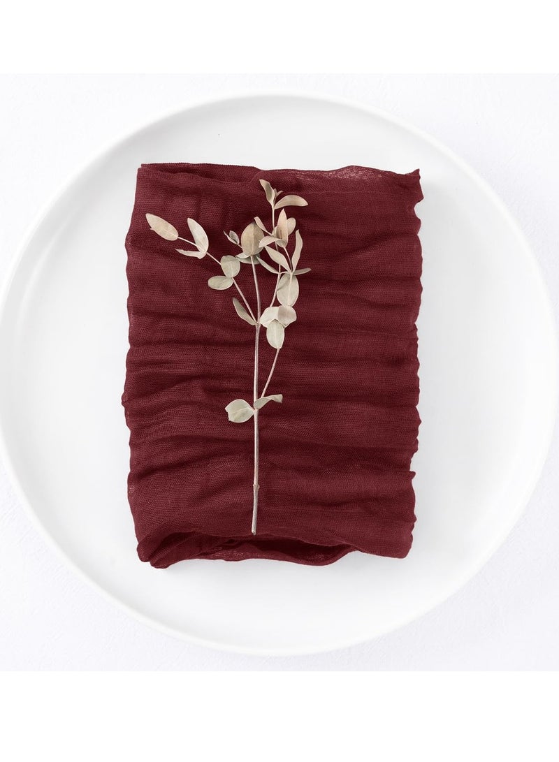 Hoasis 10 Pcs Burgundy Cheesecloth Napkins， Washable Summer Cloth Napkins ，Cotton Gauze Table Napkins Bulk for Weddings， Bridal ，Baby Shower ，Candlelight Dinner Party ，45*45cm （red） - Image 4