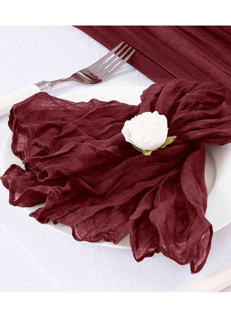 Hoasis 10 Pcs Burgundy Cheesecloth Napkins， Washable Summer Cloth Napkins ，Cotton Gauze Table Napkins Bulk for Weddings， Bridal ，Baby Shower ，Candlelight Dinner Party ，45*45cm （red） - Image 5