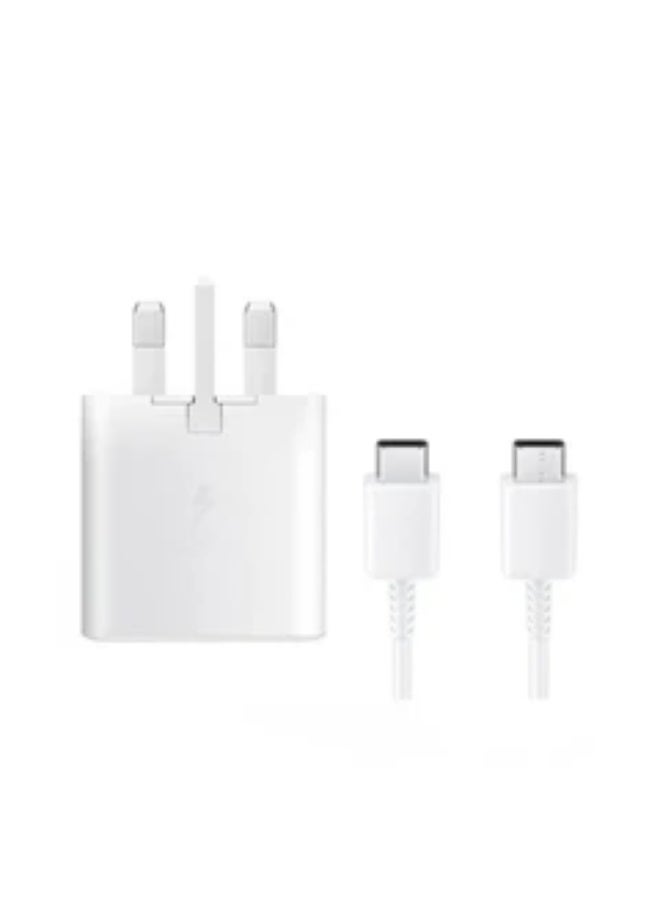 محول شحن جداري سامسونج 25 واط USB-C بشحن فائق السرعة متوافق مع سلسلة Galaxy S وسلسلة Galaxy Note وآيفون 8 وما بعده – أسود