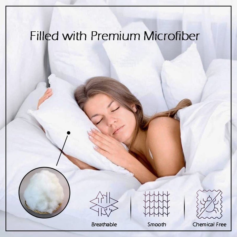 Wakewell Fiber Pillow, Set/Pack of 4 Pillows, 61 X 41 Cm, Plain White (4 Pillows) - Image 3