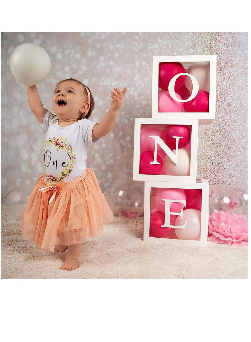 سوفام صناديق منطاد من 3 قطع مع حرف واحد من زينة عيد الميلاد الأول لحفلة استحمام الأطفال (واحد) - Image 1