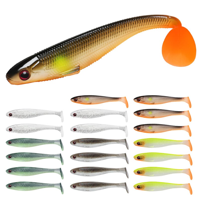 TRUSCEND 20PCS Soft Fishing Lures, Paddle Tail Swimbaits, Fishing Lures for Bass Trout Crappie Walleye, Durable Plastic Bait for Bass Fishing, Shad Fishing Bait for Freshwater Saltwater - Image 1