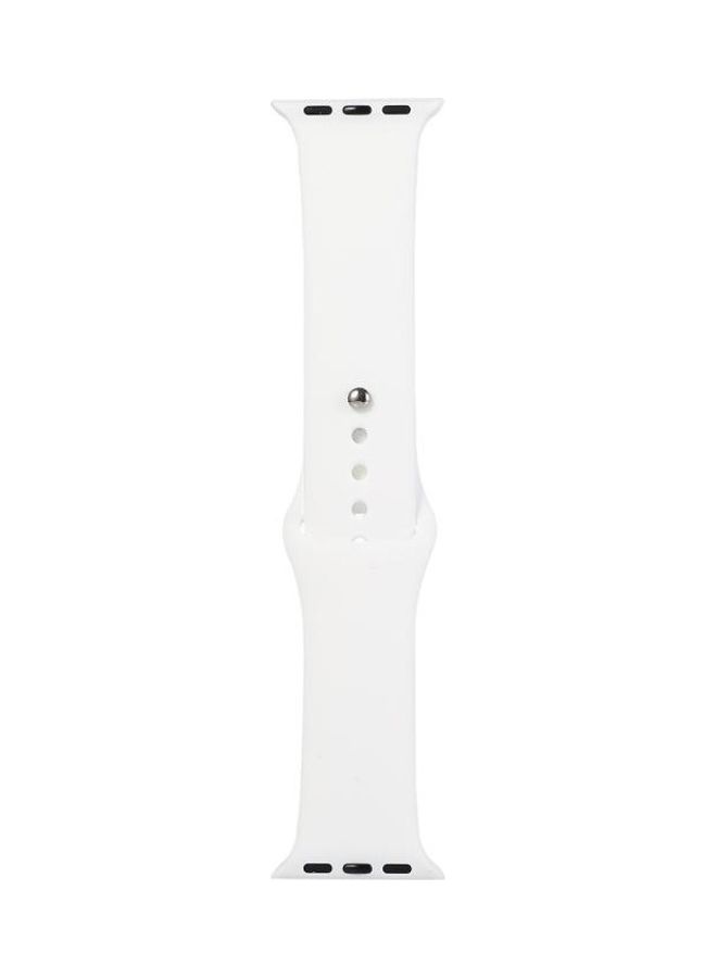 NIBEMINENT Silicone Watchband Replacement Strap For Apple Watch Series 7/6/5/4/3/2/1/SE 45/44/42mm White  - Image 1