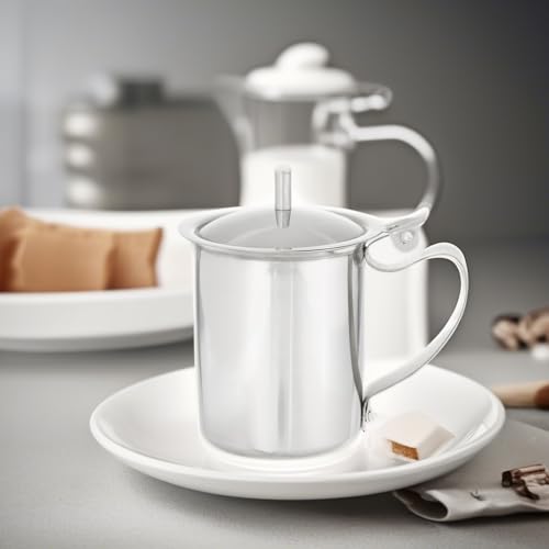 Winco Stainless Steel Creamer with Cover, 10-Ounce, Medium, Metallic - Image 5