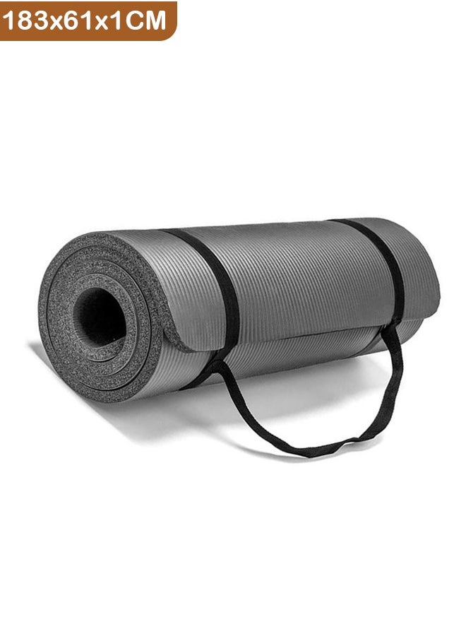 Taimi Non-Slip yoga mat Anti-Tear Exercise Mat With Carrying Strap 183x61x1cm Grey  - Image 1