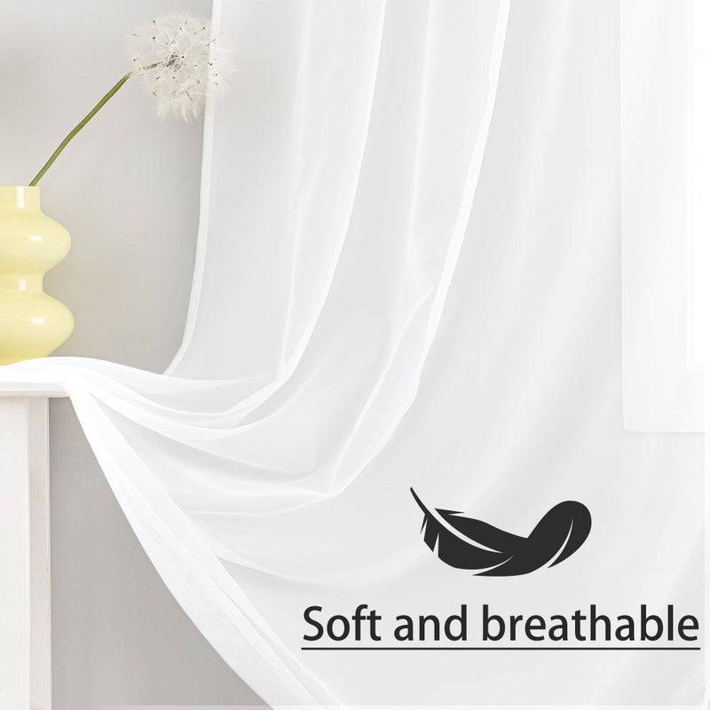 Karseteli Semi Voile White Sheer Curtains 84 Inches Long 2 Panels Rod Pocket Window Treatment for Living Room Bedroom Dining Room(White 52" W x 84" L) - Image 4