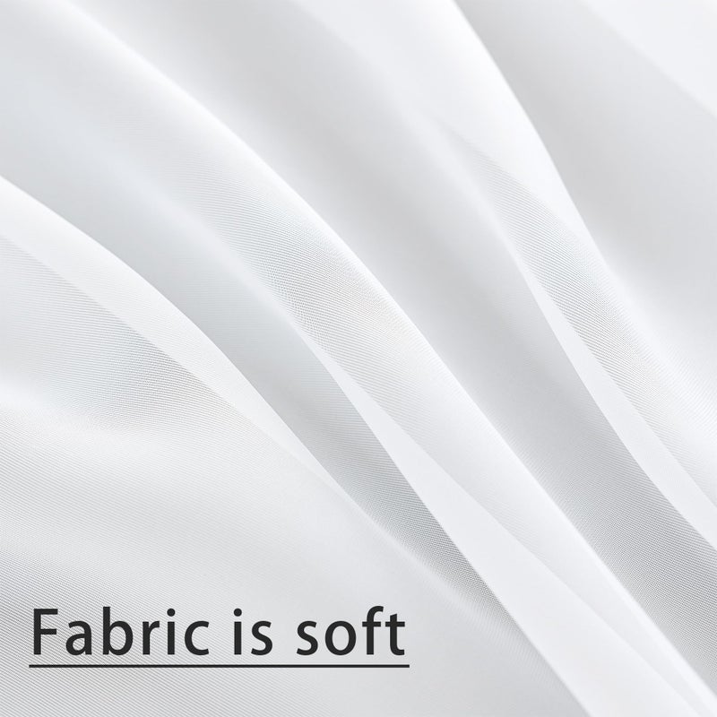 Karseteli Semi Voile White Sheer Curtains 84 Inches Long 2 Panels Rod Pocket Window Treatment for Living Room Bedroom Dining Room(White 52" W x 84" L) - Image 3