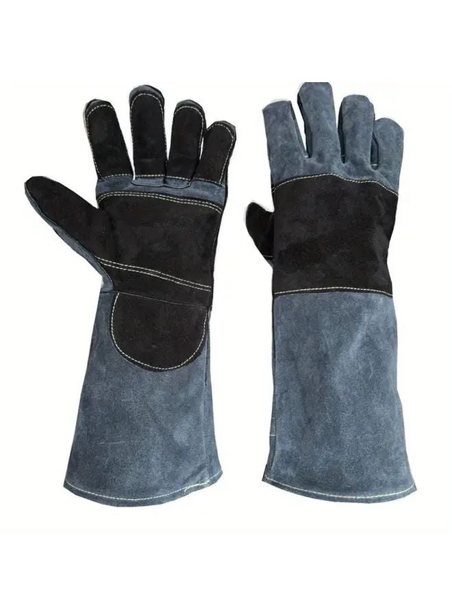 TEG1 Black Grey Welding Gloves Heat Cut Resistant Extended Cuff Non Slip Machine Washable - Image 2