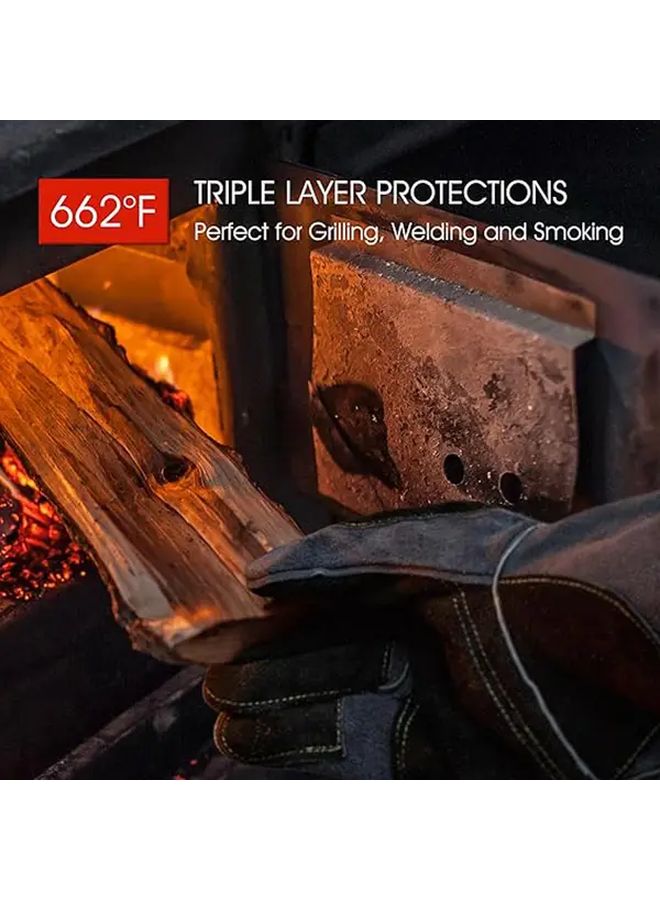 TEG1 Black Grey Welding Gloves Heat Cut Resistant Extended Cuff Non Slip Machine Washable - Image 5