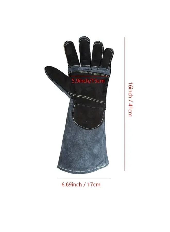 TEG1 Black Grey Welding Gloves Heat Cut Resistant Extended Cuff Non Slip Machine Washable - Image 4