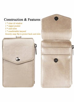 Excefore Badge Holder with Zipper PU Leather ID Card Wallet 1 Clear Window and 3 Slots Secure Cover Nylon Lanyard for Office School ID, Credit Cards, Driver Licence  - Image 2