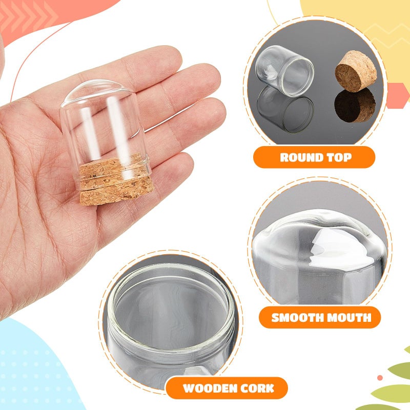 Barydat 50 Pcs Mini Cloche Glass Dome with Cork, Cloche Bell Jar Mini Glass Bottles with Base, Decorative Jars Display Case for Specimen Flower Storage Crafts Arts Party Favor Decor (15 ml) - Image 3