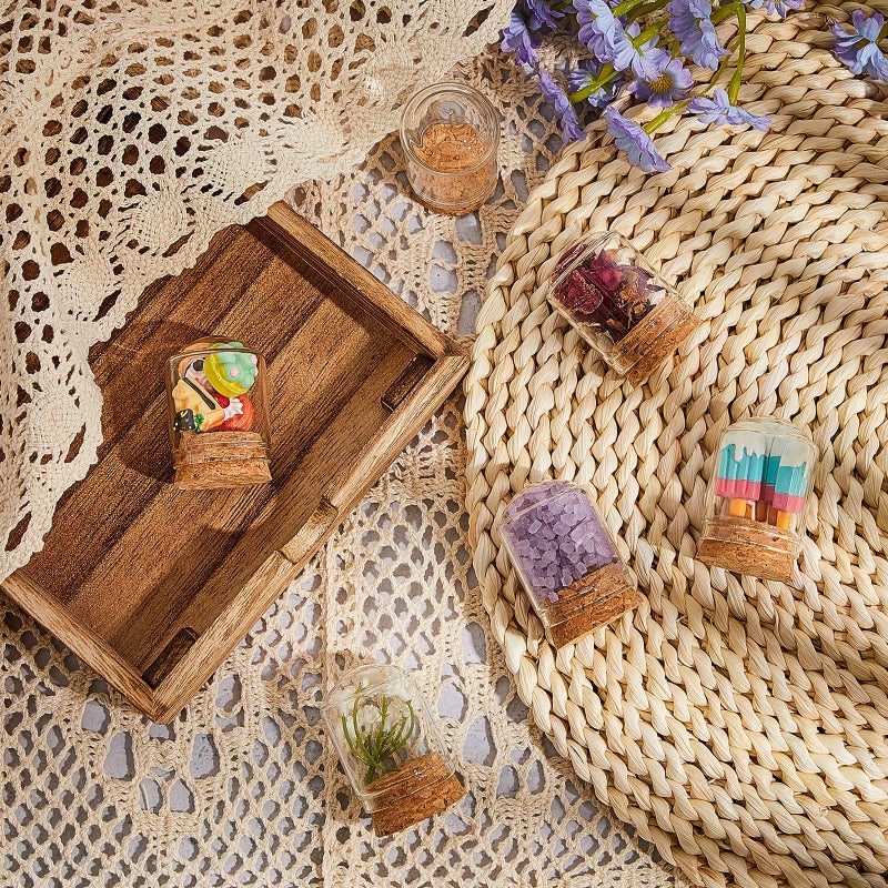 Barydat 50 Pcs Mini Cloche Glass Dome with Cork, Cloche Bell Jar Mini Glass Bottles with Base, Decorative Jars Display Case for Specimen Flower Storage Crafts Arts Party Favor Decor (15 ml) - Image 5