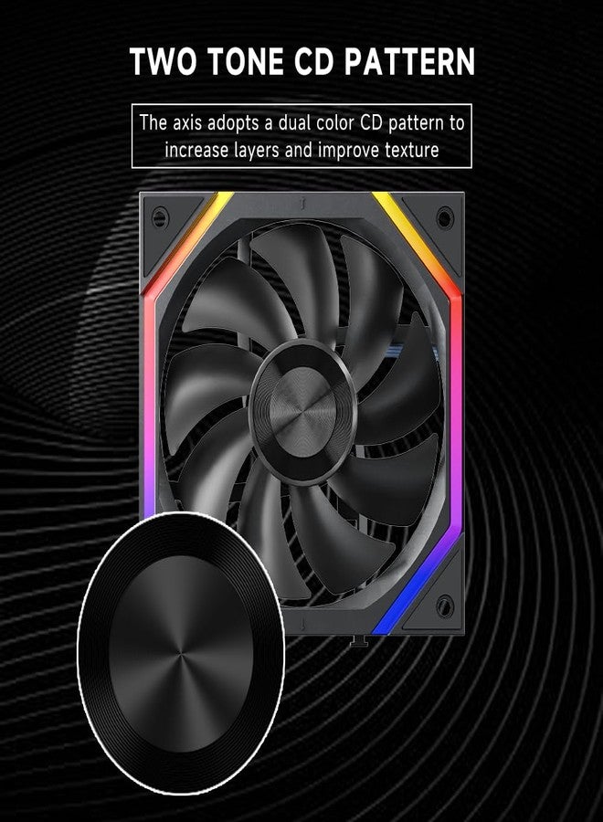 Jungle Leopard Galaxy 120mm PC Case Fan, ARGB and PWM Cooling Fans PC, Axle Core Double Ring CD Pattern Module Computer Fans, Daisy-Chain 5V RGB Fan (Black 3 Pack) - Image 4
