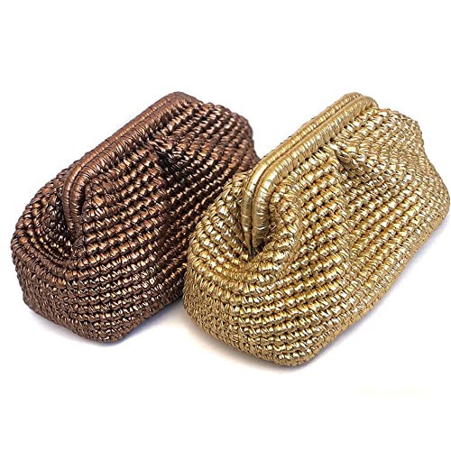 Flrhsjx Metallic T-Shirt Yarn 140 Yards Knitting Fabric Crochet Cloth Shiny Tshirt Yarn for Crocheting Beginners DIY Hand Craft Bag Blanket Cushion Projects (Copper) - Image 2