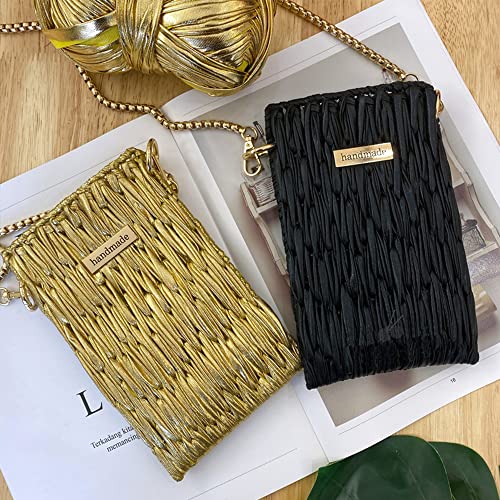 Flrhsjx Metallic T-Shirt Yarn 140 Yards Knitting Fabric Crochet Cloth Shiny Tshirt Yarn for Crocheting Beginners DIY Hand Craft Bag Blanket Cushion Projects (Copper) - Image 3