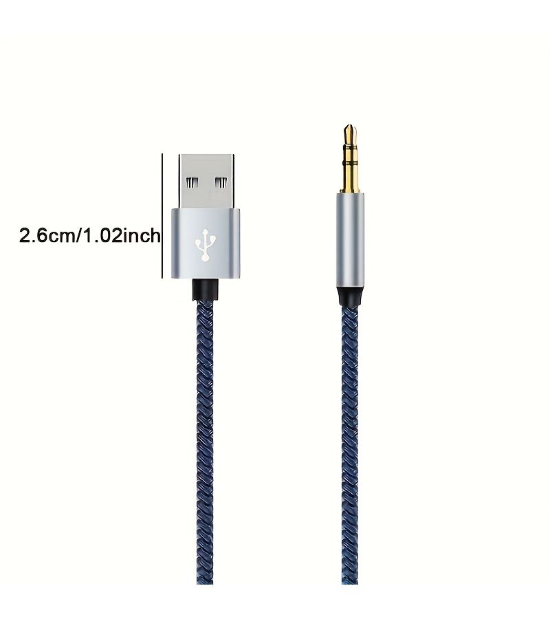 Blue USB to 3.5mm Audio Adapter Cable Headphone Mic for PC Laptop - Image 2