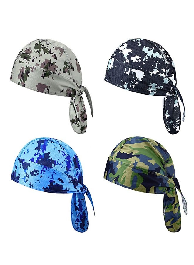 GUSGU 4pcs Sweat Wicking Beanie Cap Cooling Skull Cap Pirate Hat Bandana Head Wrap Summer Caps for Women Men Outdoor Activities Assored Color - Image 1