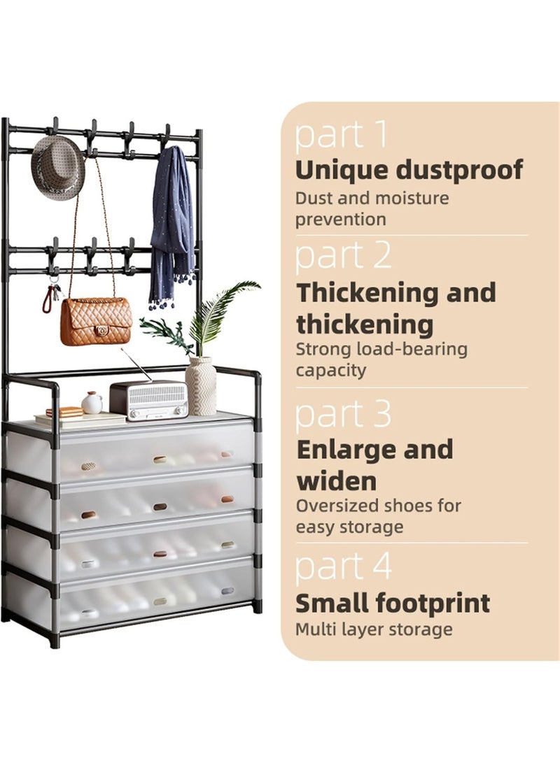 BLOOMING TIME 5-Layer Multi‑Function Entryway Hall Tree Organizer, 8 Coat Hooks, Shoe Shelves & Drawer – Sturdy Freestanding Storage for Entryway, Mudroom & Bedroom - Image 5