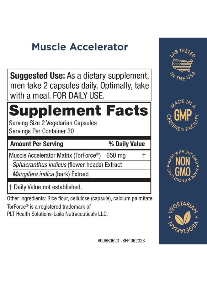 Purity Products Muscle Accelerator 650 mg Patented & Clinically Tested Muscle Accelerator Blend of Ayurvedic Herbal Extracts Promotes Strength, Endurance + Muscle Growth - 60 Veg Caps - Image 2