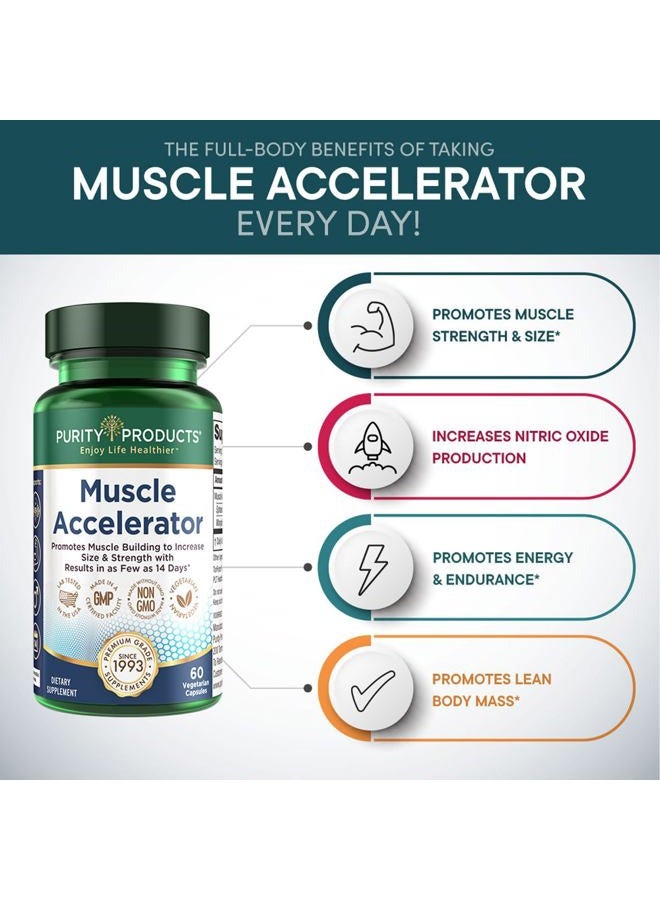 Purity Products Muscle Accelerator 650 mg Patented & Clinically Tested Muscle Accelerator Blend of Ayurvedic Herbal Extracts Promotes Strength, Endurance + Muscle Growth - 60 Veg Caps - Image 3