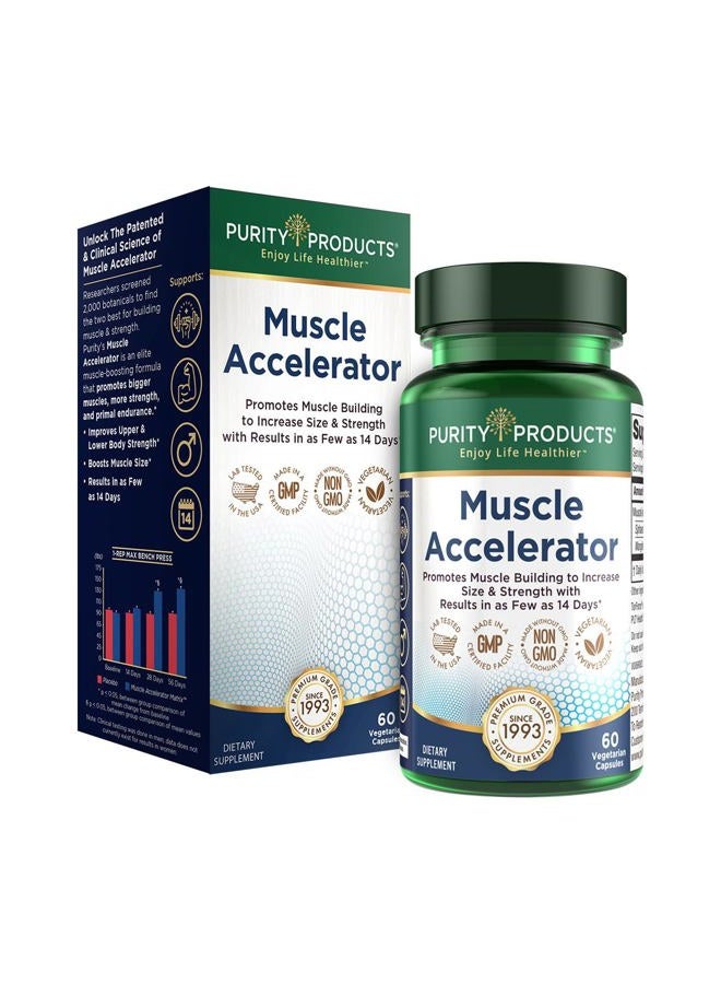 Purity Products Muscle Accelerator 650 mg Patented & Clinically Tested Muscle Accelerator Blend of Ayurvedic Herbal Extracts Promotes Strength, Endurance + Muscle Growth - 60 Veg Caps - Image 1