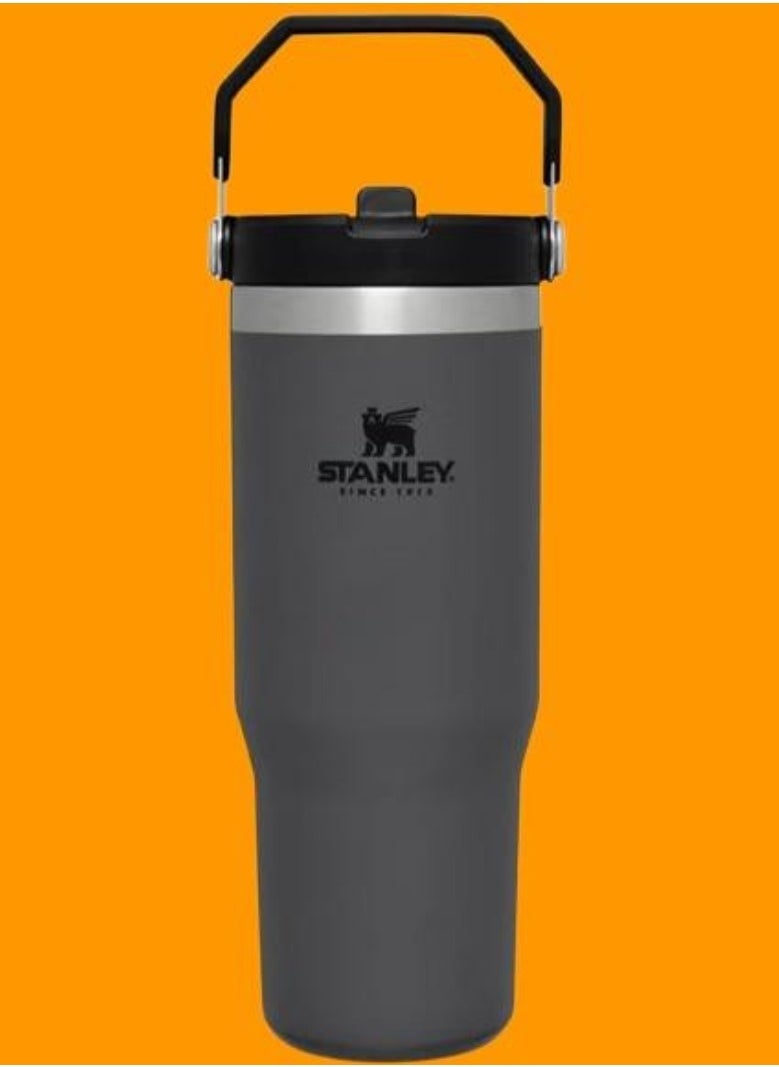 Stanley - STANLEY IceFlow Flip Straw Water Bottle, 0.88L – Vacuum Insulated, Leakproof & BPA-Free – Keeps Water Cold for 12 Hours – Easy-Carry, Dishwasher Safe Stainless Steel Travel Mug (Charcoal) – Perfect for Active Lifestyles & On-the-Go Hydration - Image 1