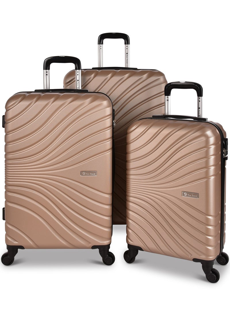 NEW TRAVEL New Travel ABS Luggage Set, Hard Trolley Travel Bag, Lightweight and Durable, with Carry On Cabin Sizes, Combination Lock and 4 Wheels, Size 20/24/28, NT802/3P  - Image 1